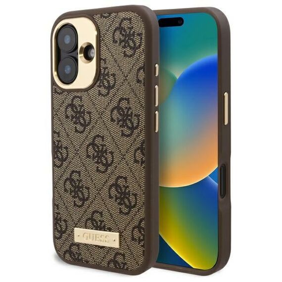 Guess 4G Logo Plate MagSafe iPhone 16 Plus Case - Brown - Apple Cases - Cases - Techbox