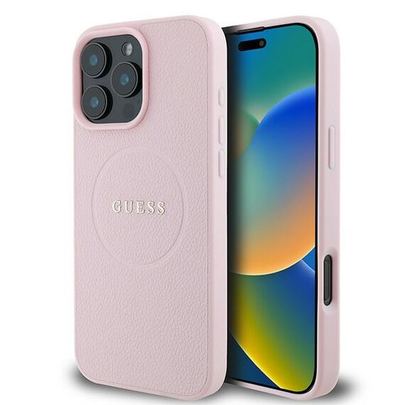 Guess Grained Ring MagSafe iPhone 16 Pro Case - Pink | Techbox