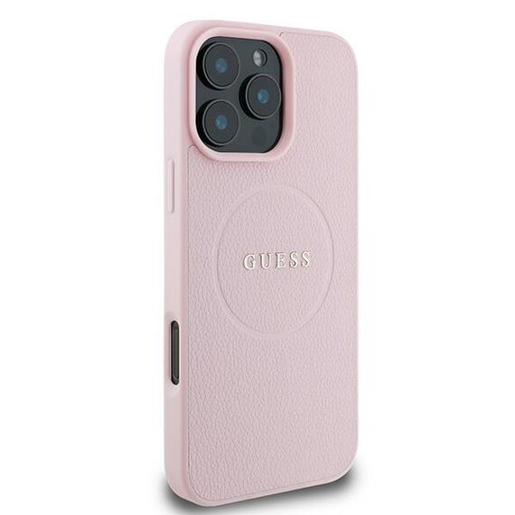 Guess Grained Ring MagSafe iPhone 16 Pro Case - Pink | Techbox