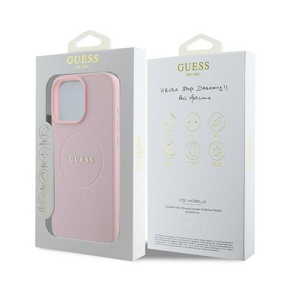Guess Grained Ring MagSafe iPhone 16 Pro Case - Pink | Techbox