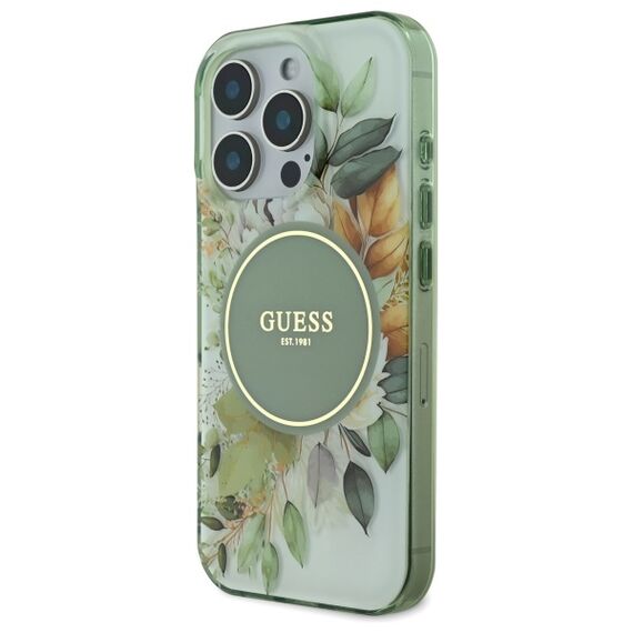 Guess IML Flower &amp; Tonal Circle MagSafe case for iPhone 16 Pro - green | Techbox