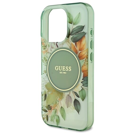 Guess IML Flower &amp; Tonal Circle MagSafe case for iPhone 16 Pro - green | Techbox