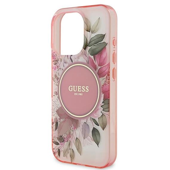 Guess IML Flower &amp; Tonal Circle MagSafe iPhone 16 Pro Max Case - Pink | Techbox