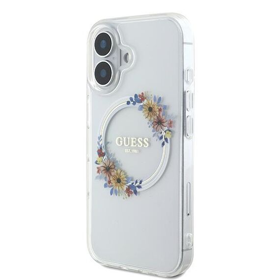 Guess IML Flowers Wreath MagSafe iPhone 16 Plus Case - Clear | Techbox