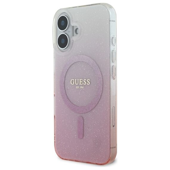 Guess IML Glitter Gradient MagSafe iPhone 16 Case - Pink | Techbox