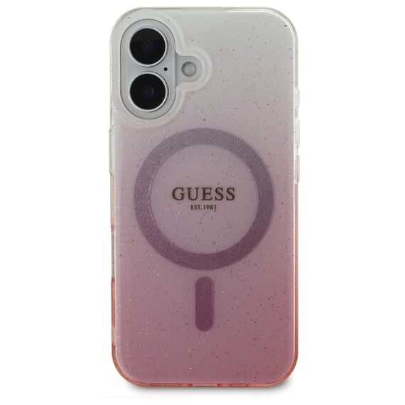 Guess IML Glitter Gradient MagSafe iPhone 16 Case - Pink | Techbox