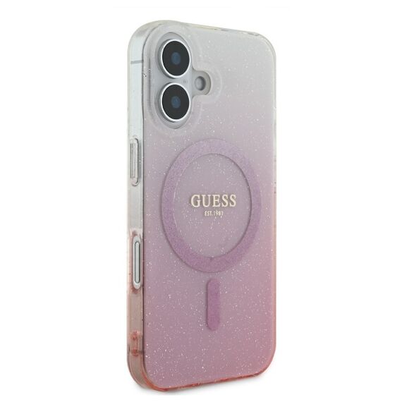 Guess IML Glitter Gradient MagSafe iPhone 16 Case - Pink | Techbox