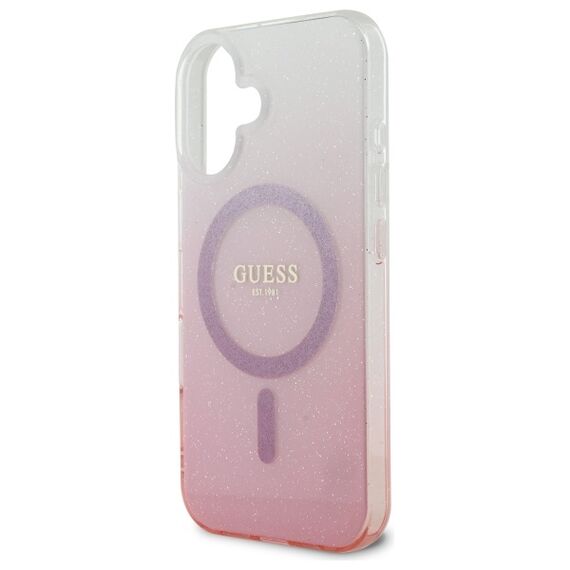 Guess IML Glitter Gradient MagSafe iPhone 16 Case - Pink | Techbox