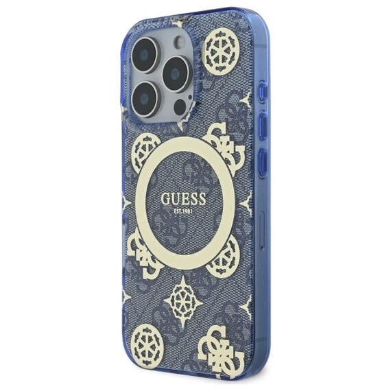 Guess IML Peony On 4G Background MagSafe Case for iPhone 16 Pro - Blue | Techbox