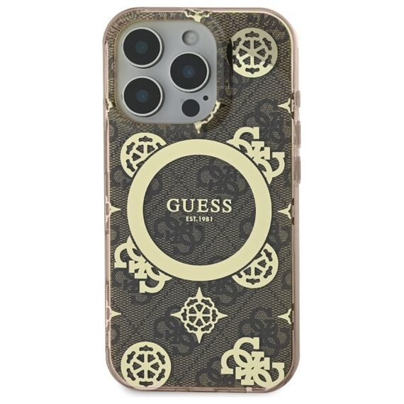 Guess IML Peony On 4G Background MagSafe Case for iPhone 16 Pro - Brown | Techbox
