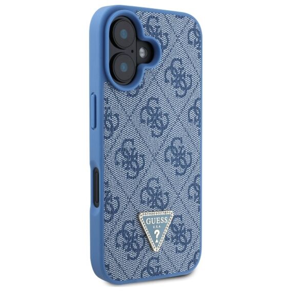 Guess Leather Metal Logo Strass Crossbody Case for iPhone 16 - Blue | Techbox