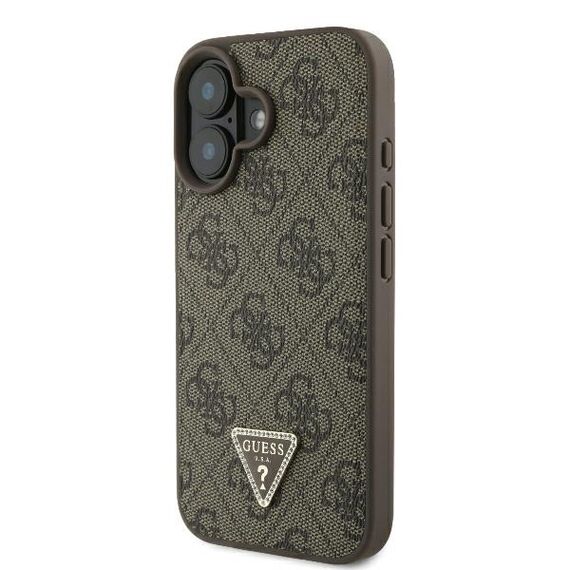 Guess Leather Metal Logo Strass Crossbody Case for iPhone 16 - Brown - Apple Cases - Cases - Techbox