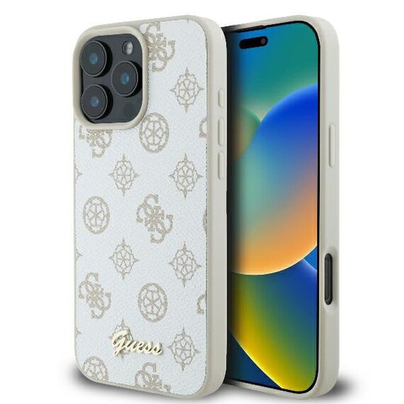 Guess Peony Script Logo MagSafe iPhone 16 Pro Case - White | Techbox