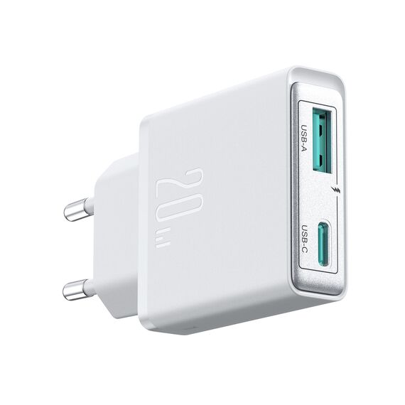 Joyroom JR-TCF14 20W USB-A USB-C Super Slim Wall Charger - White - Travel Chargers - Smartphone Chargers - Techbox