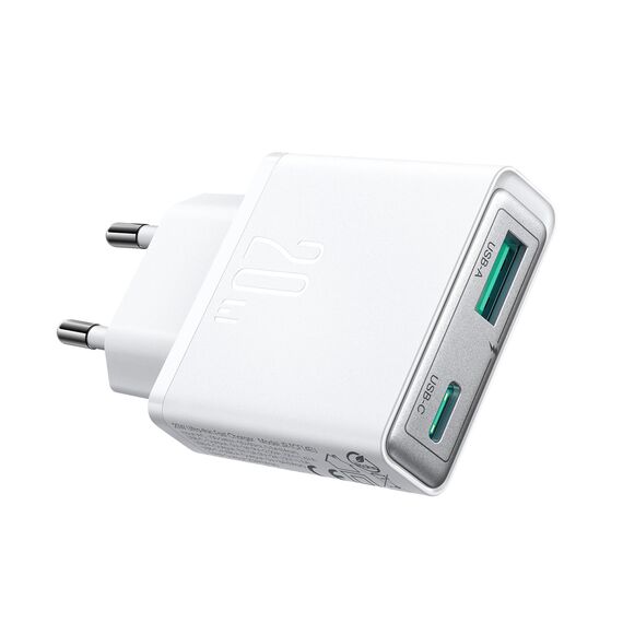 Joyroom JR-TCF14 20W USB-A USB-C Super Slim Wall Charger - White - Travel Chargers - Smartphone Chargers - Techbox