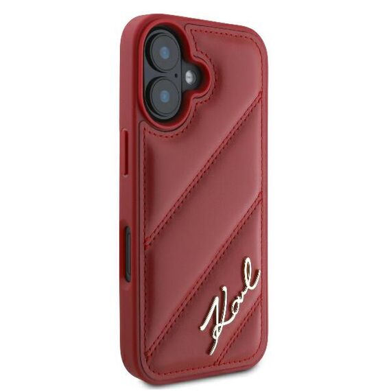 Karl Lagerfeld Diagonal Quilted Script iPhone 16 Case - Red | Techbox