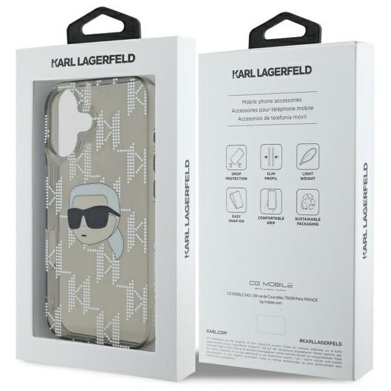 Karl Lagerfeld IML Karl Head Electroplated iPhone 16 Case - Black - Apple Cases - Cases - Techbox