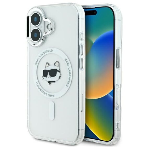 Karl Lagerfeld IML Metal Choupette Head MagSafe case for iPhone 16 Plus - white | Techbox