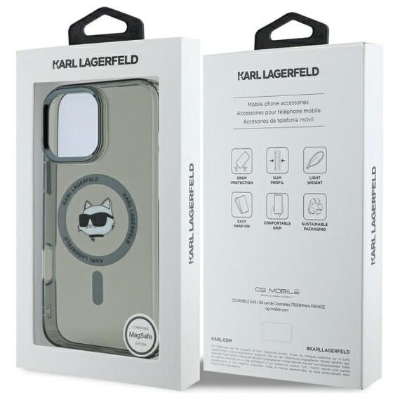 Karl Lagerfeld IML Metal Choupette Head MagSafe Case for iPhone 16 Pro Max - Black | Techbox