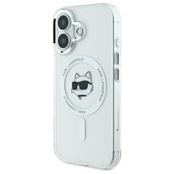 Karl Lagerfeld IML Metal Choupette Head MagSafe iPhone 16 Case - White | Techbox