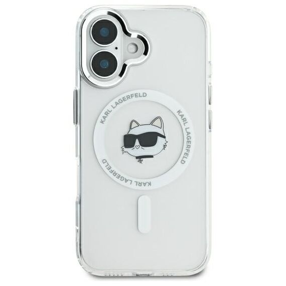 Karl Lagerfeld IML Metal Choupette Head MagSafe iPhone 16 Case - White | Techbox