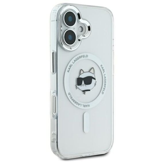 Karl Lagerfeld IML Metal Choupette Head MagSafe iPhone 16 Case - White | Techbox