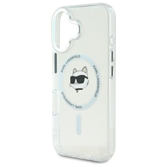 Karl Lagerfeld IML Metal Choupette Head MagSafe iPhone 16 Case - White | Techbox