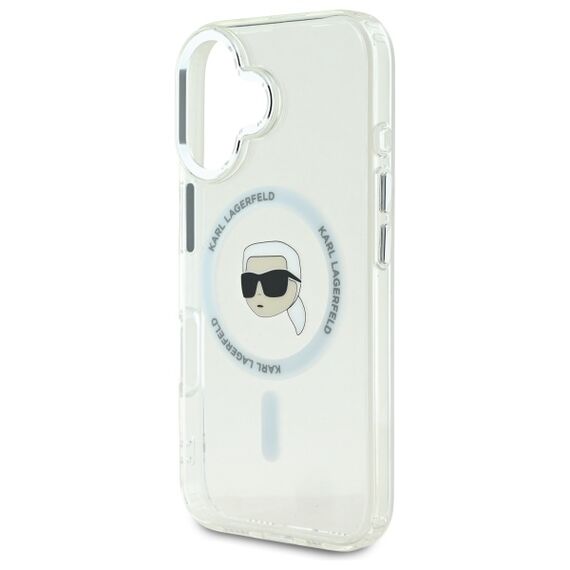 Karl Lagerfeld IML Metal Karl Head MagSafe Case for iPhone 16 Plus - White | Techbox