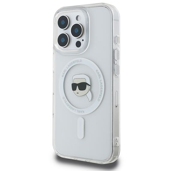 Karl Lagerfeld IML Metal Karl Head MagSafe Case for iPhone 16 Pro - White | Techbox