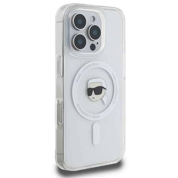 Karl Lagerfeld IML Metal Karl Head MagSafe Case for iPhone 16 Pro - White | Techbox