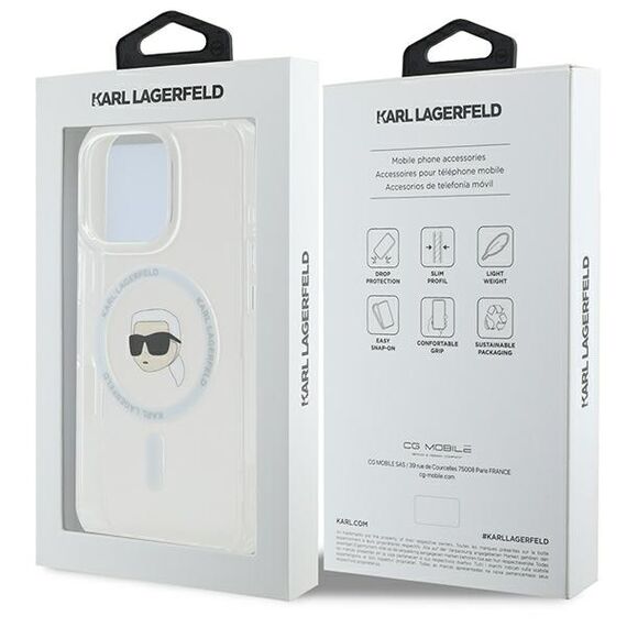 Karl Lagerfeld IML Metal Karl Head MagSafe Case for iPhone 16 Pro - White | Techbox