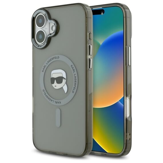Karl Lagerfeld IML Metal Karl Head MagSafe iPhone 16 Case - Black | Techbox