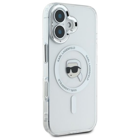 Karl Lagerfeld IML Metal Karl Head MagSafe iPhone 16 Case - White | Techbox