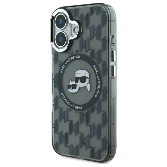 Karl Lagerfeld IML Monogram Karl &amp; Choupette Head MagSafe iPhone 16 Case - Black | Techbox