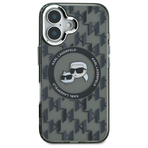 Karl Lagerfeld IML Monogram Karl &amp; Choupette Head MagSafe iPhone 16 Case - Black | Techbox