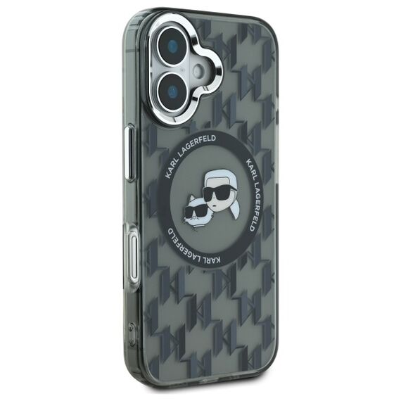 Karl Lagerfeld IML Monogram Karl &amp; Choupette Head MagSafe iPhone 16 Case - Black | Techbox