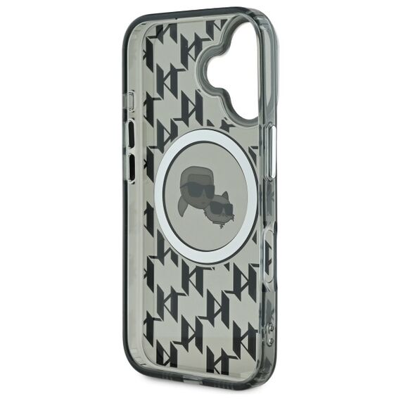 Karl Lagerfeld IML Monogram Karl &amp; Choupette Head MagSafe iPhone 16 Case - Black | Techbox