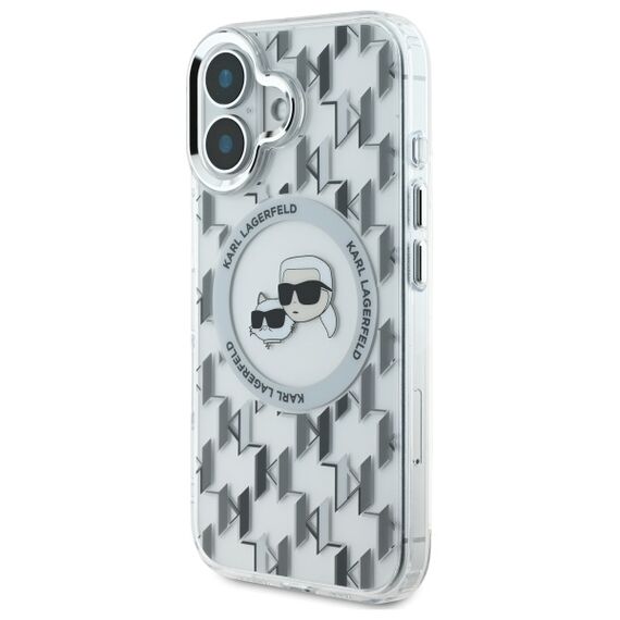 Karl Lagerfeld IML Monogram Karl &amp; Choupette Head MagSafe iPhone 16 Case - Clear | Techbox