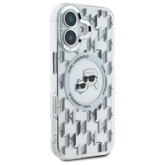 Karl Lagerfeld IML Monogram Karl &amp; Choupette Head MagSafe iPhone 16 Case - Clear | Techbox