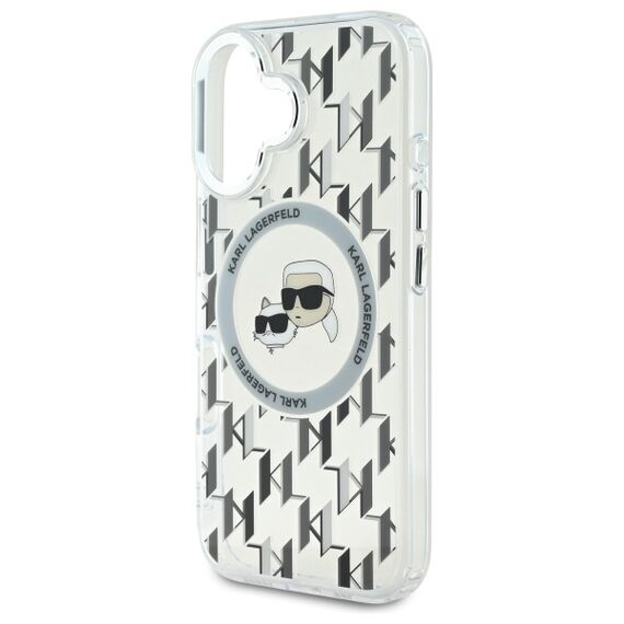 Karl Lagerfeld IML Monogram Karl &amp; Choupette Head MagSafe iPhone 16 Case - Clear | Techbox