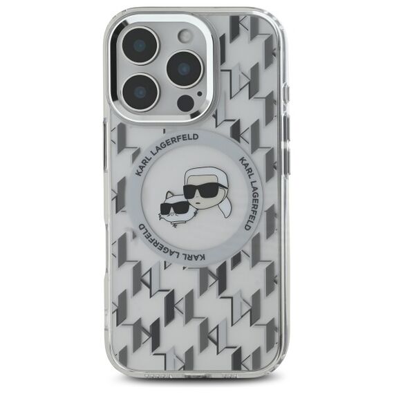 Karl Lagerfeld IML Monogram Karl &amp; Choupette Head MagSafe iPhone 16 Pro Case - Clear | Techbox