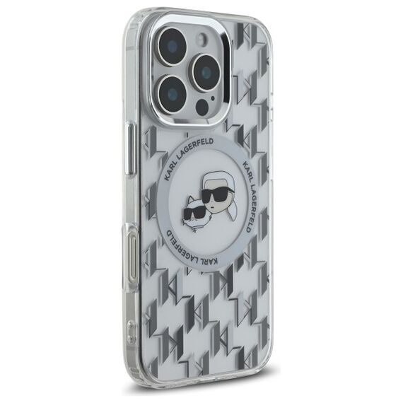 Karl Lagerfeld IML Monogram Karl &amp; Choupette Head MagSafe iPhone 16 Pro Case - Clear | Techbox