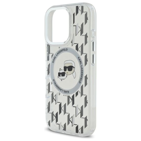 Karl Lagerfeld IML Monogram Karl &amp; Choupette Head MagSafe iPhone 16 Pro Case - Clear | Techbox