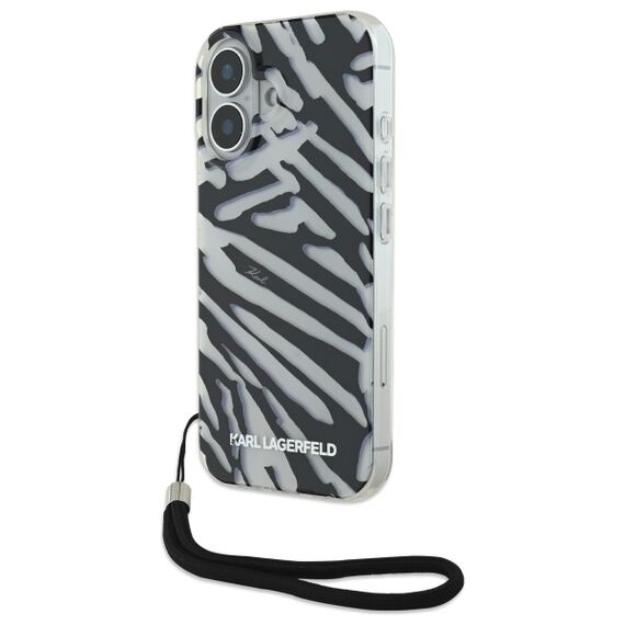 Karl Lagerfeld IML Zebra Pattern &amp; Cord iPhone 16 Case - Black - Apple Cases - Cases - Techbox