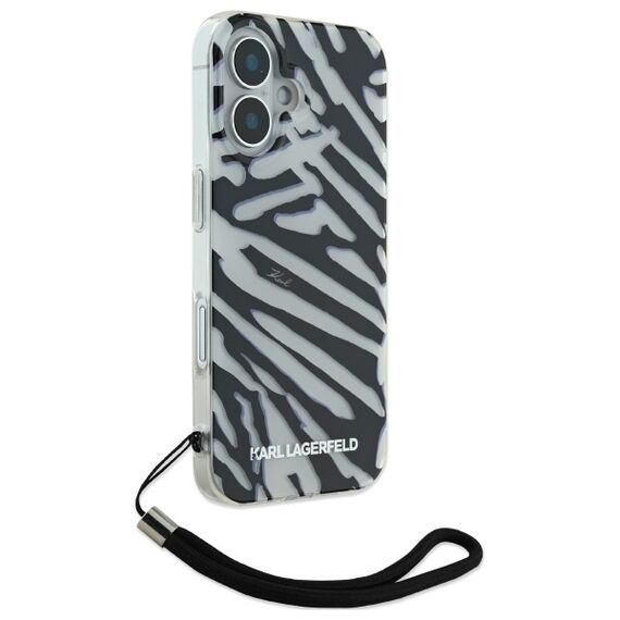 Karl Lagerfeld IML Zebra Pattern &amp; Cord iPhone 16 Case - Black - Apple Cases - Cases - Techbox