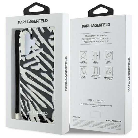 Karl Lagerfeld IML Zebra Pattern &amp; Cord iPhone 16 Case - Black - Apple Cases - Cases - Techbox