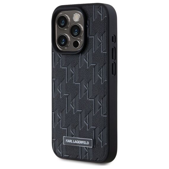 Karl Lagerfeld Leather Monogram Metal Logo MagSafe iPhone 15 Pro Case - Black - Uncategorized Cases (2) - Cases - Techbox