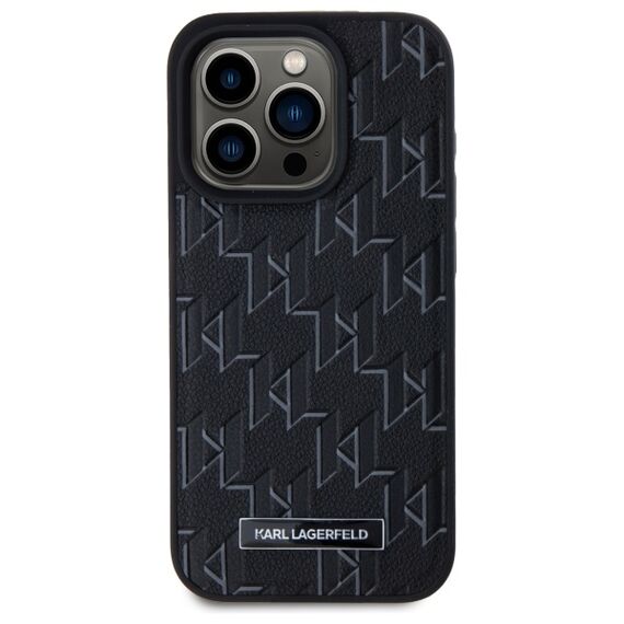 Karl Lagerfeld Leather Monogram Metal Logo MagSafe iPhone 15 Pro Case - Black - Uncategorized Cases (2) - Cases - Techbox