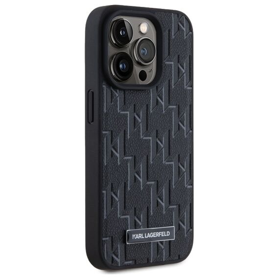 Karl Lagerfeld Leather Monogram Metal Logo MagSafe iPhone 15 Pro Case - Black - Uncategorized Cases (2) - Cases - Techbox