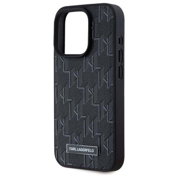 Karl Lagerfeld Leather Monogram Metal Logo MagSafe iPhone 15 Pro Case - Black - Uncategorized Cases (2) - Cases - Techbox